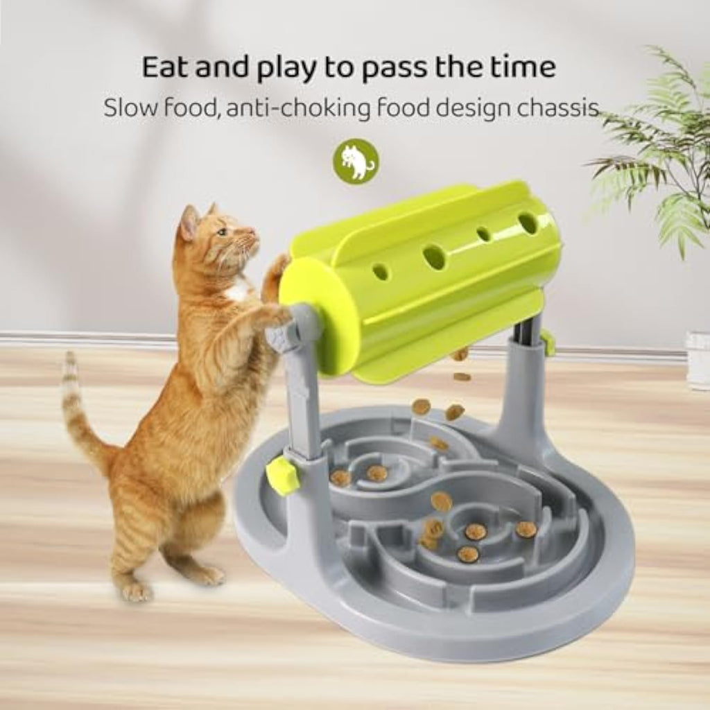 Interactive Puzzle Slow Feeder for Dogs and Cats, Adjustable Height, Anti-Choking Treat Dispenser