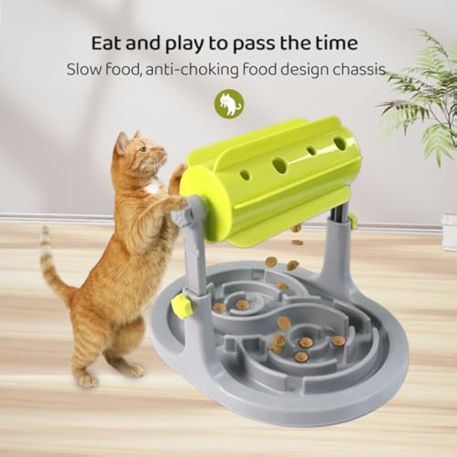 Interactive Puzzle Slow Feeder for Dogs and Cats, Adjustable Height, Anti-Choking Treat Dispenser