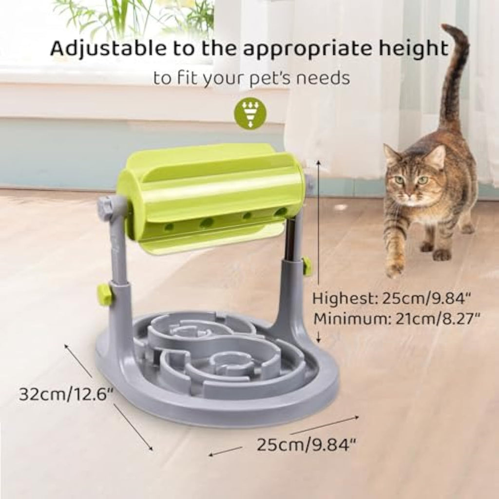 Interactive Puzzle Slow Feeder for Dogs and Cats, Adjustable Height, Anti-Choking Treat Dispenser