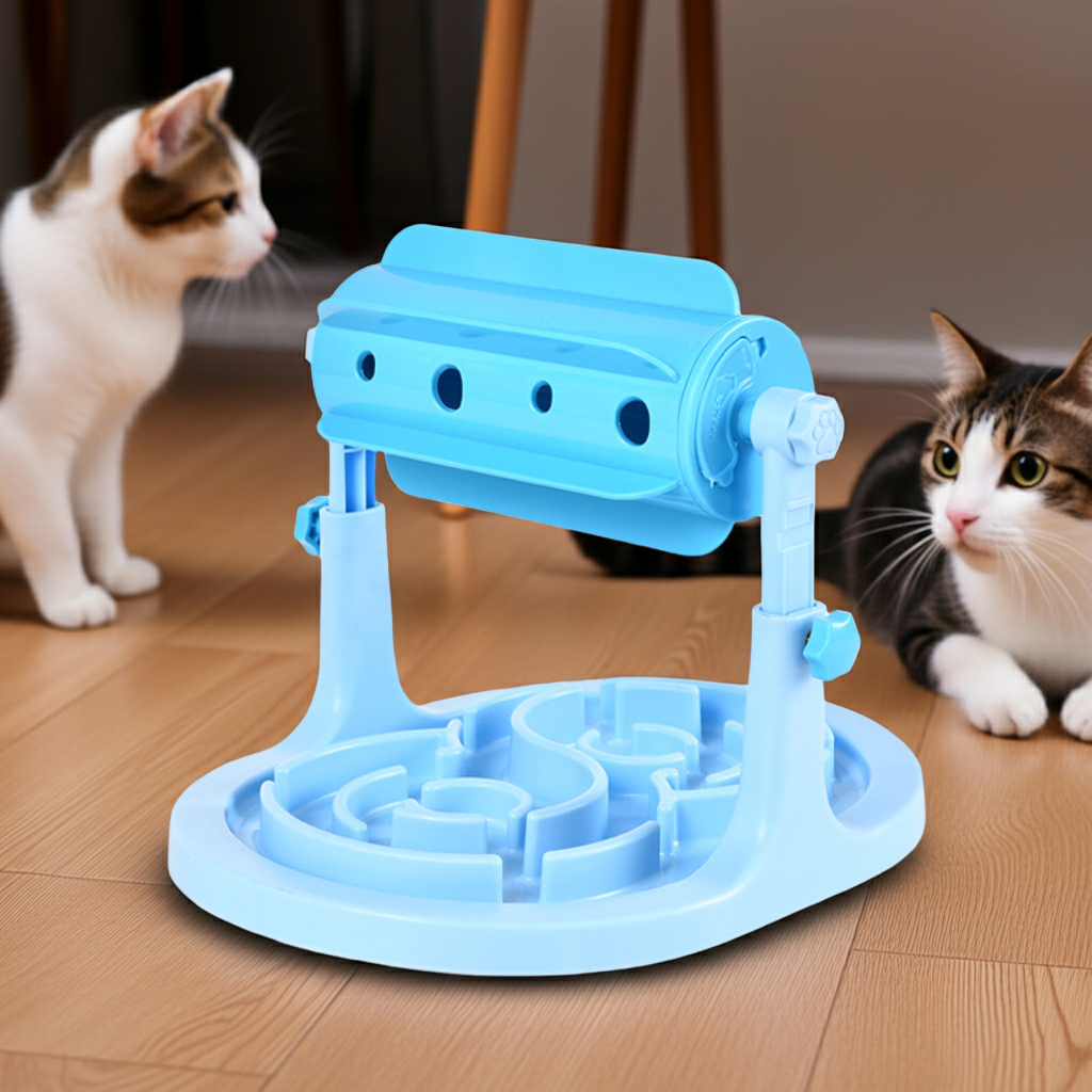 Interactive Puzzle Slow Feeder for Dogs and Cats, Adjustable Height, Anti-Choking Treat Dispenser