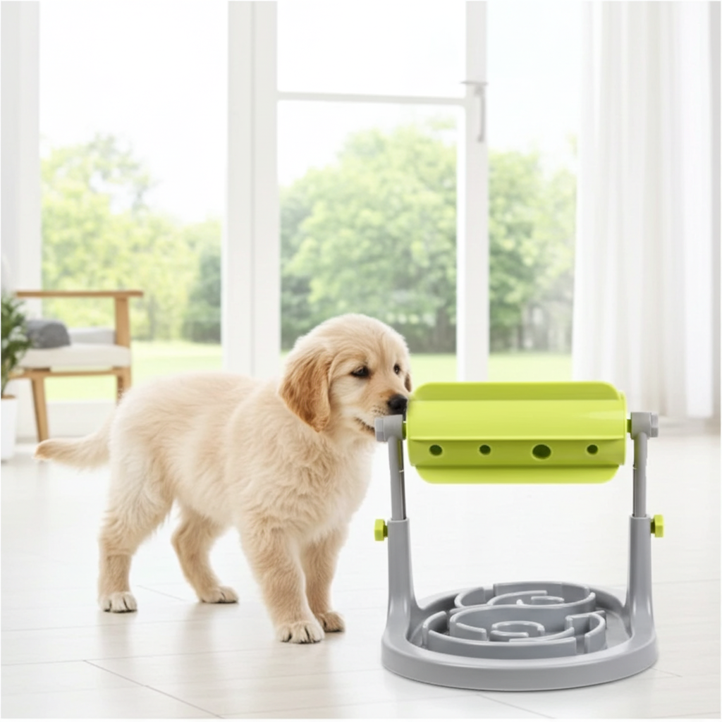Interactive Puzzle Slow Feeder for Dogs and Cats, Adjustable Height, Anti-Choking Treat Dispenser