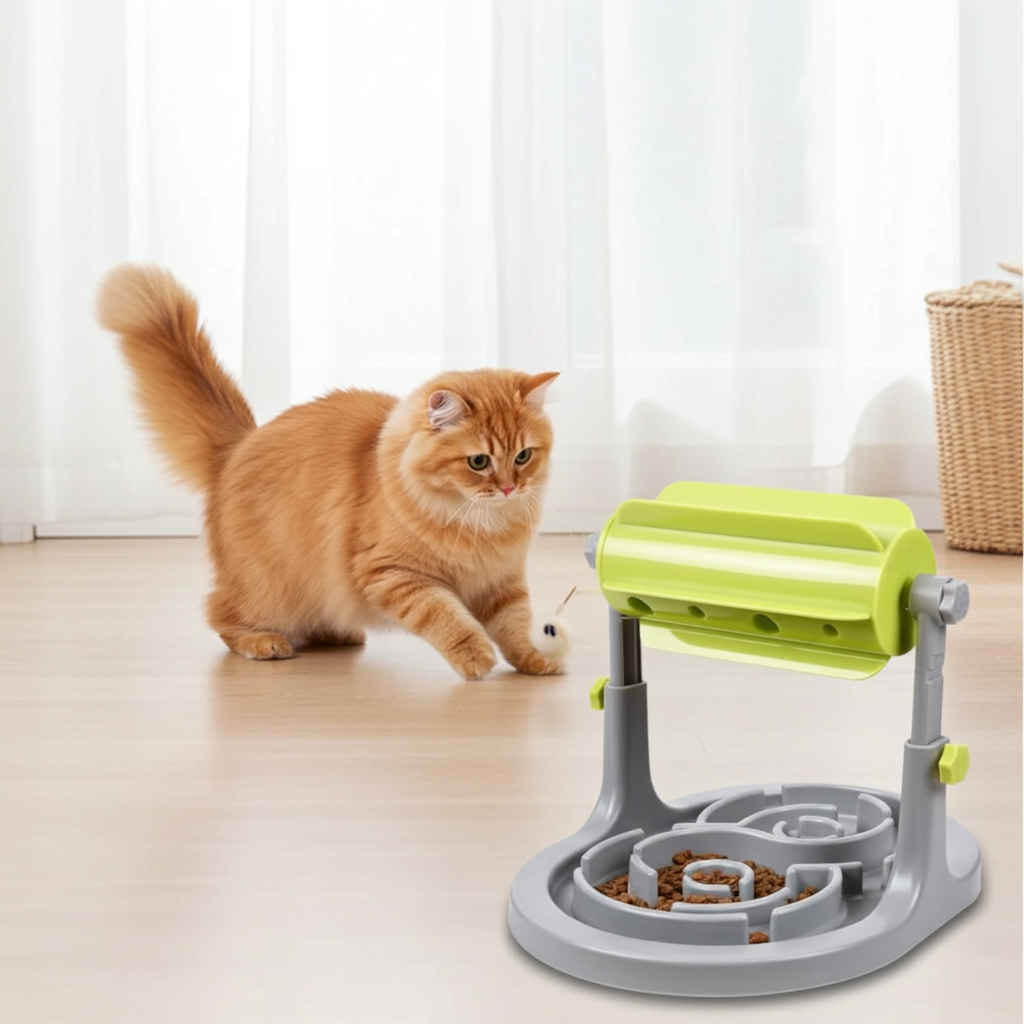 Interactive Puzzle Slow Feeder for Dogs and Cats, Adjustable Height, Anti-Choking Treat Dispenser
