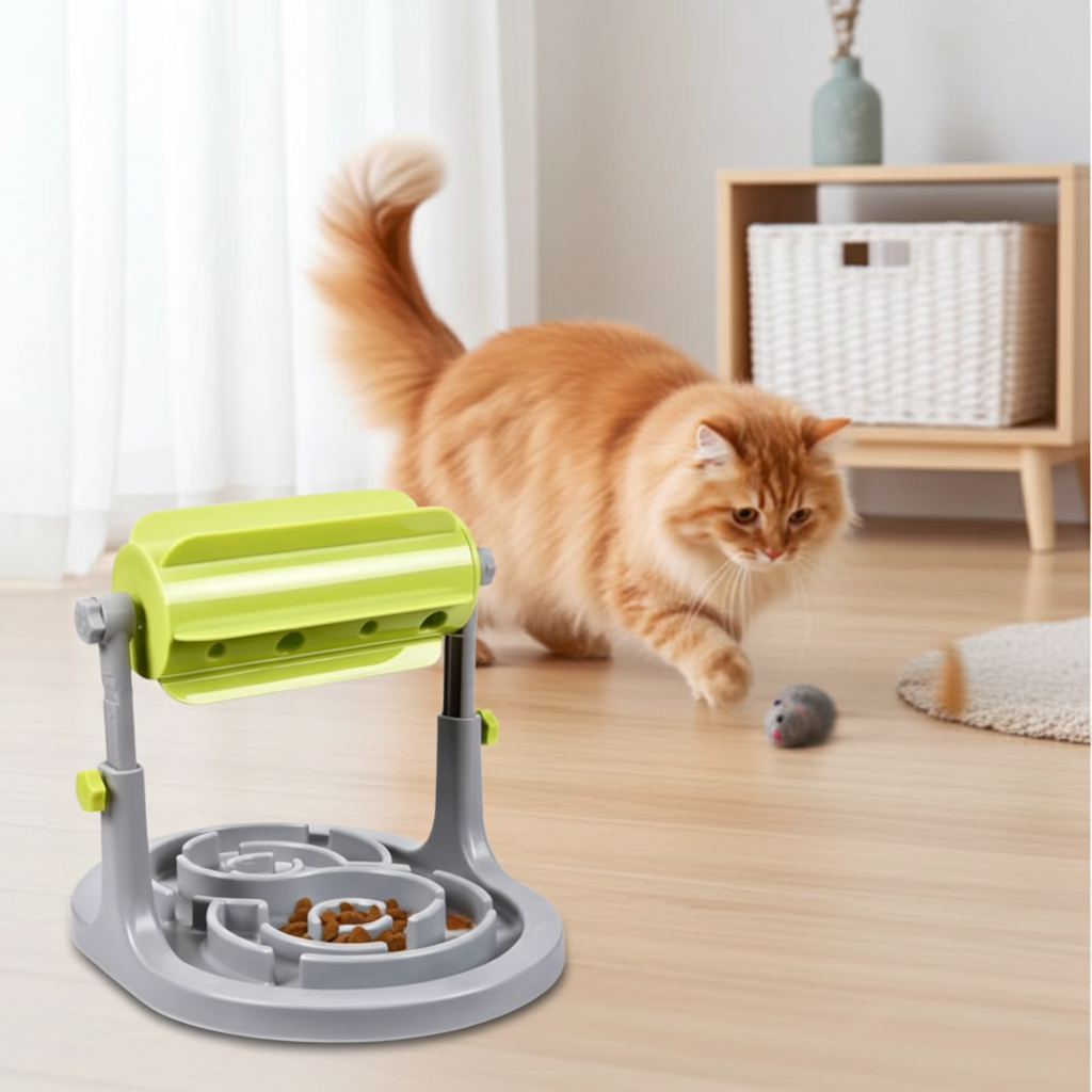 Interactive Puzzle Slow Feeder for Dogs and Cats, Adjustable Height, Anti-Choking Treat Dispenser