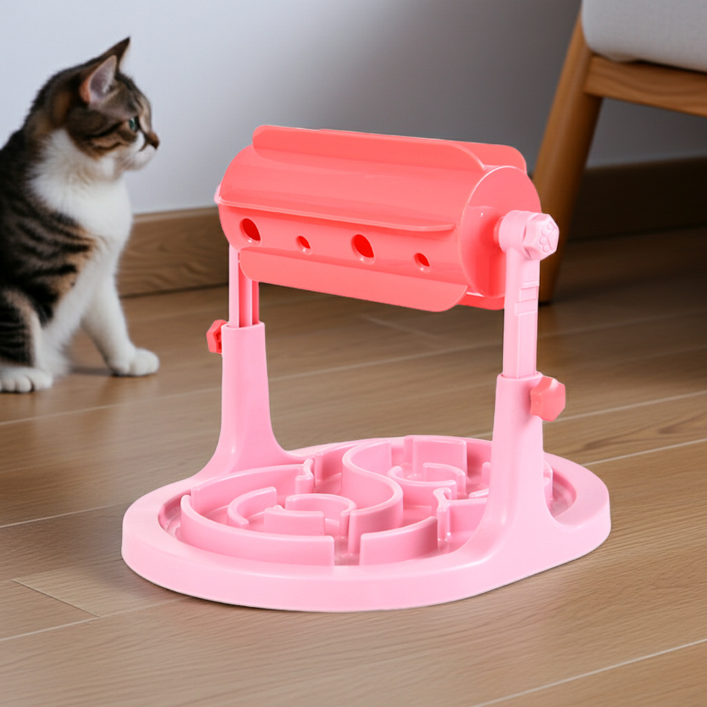 Interactive Puzzle Slow Feeder for Dogs and Cats, Adjustable Height, Anti-Choking Treat Dispenser