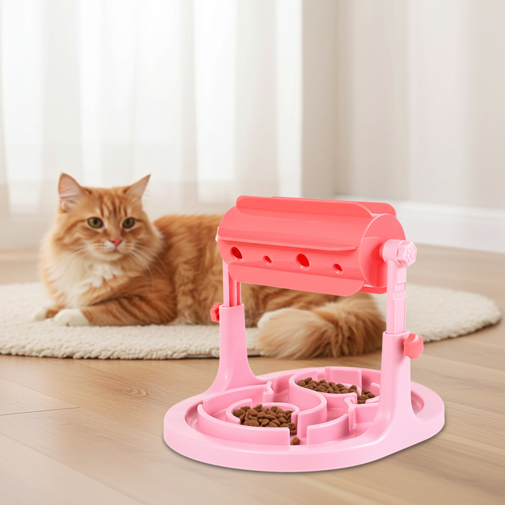 Interactive Puzzle Slow Feeder for Dogs and Cats, Adjustable Height, Anti-Choking Treat Dispenser
