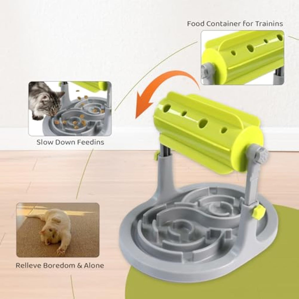 Interactive Puzzle Slow Feeder for Dogs and Cats, Adjustable Height, Anti-Choking Treat Dispenser