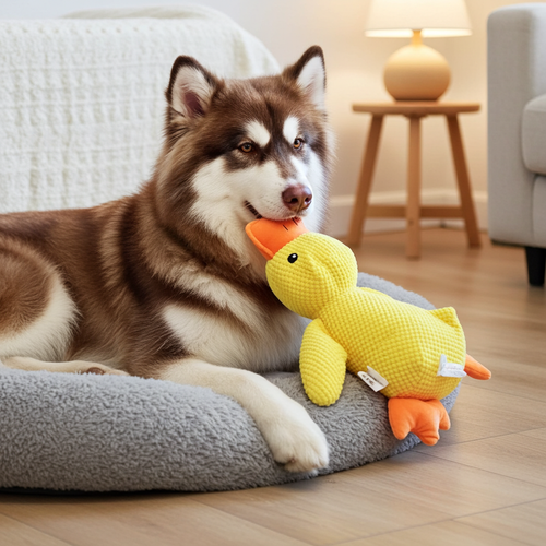 Calming Squeaky Duck Toy for Dogs, Anxiety Relief Chew and Play Toy